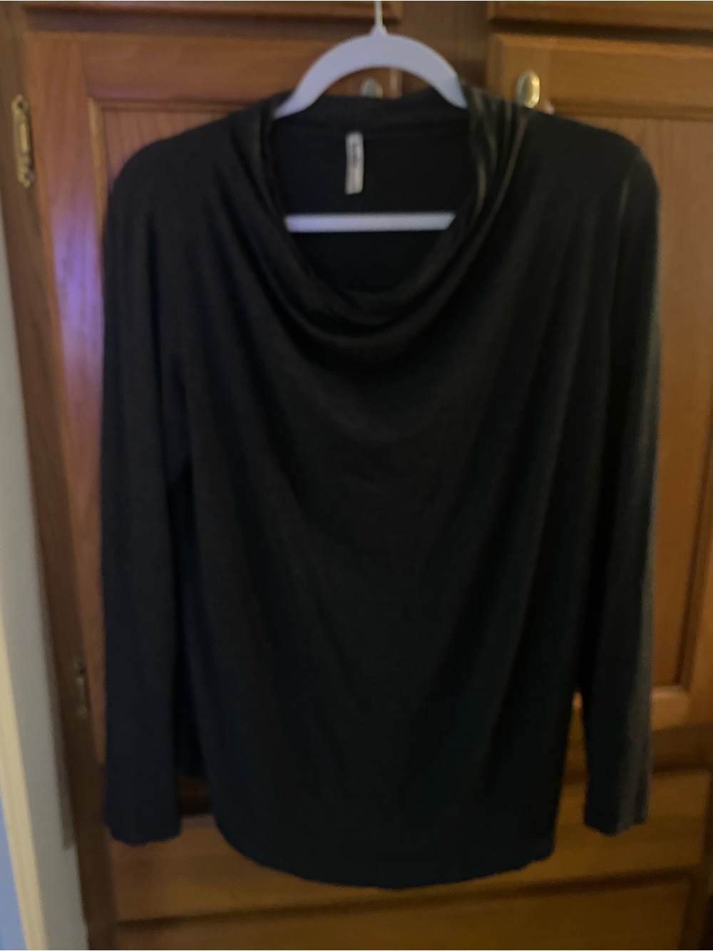 Azules Black Cowl Neck Long Sleeve Top